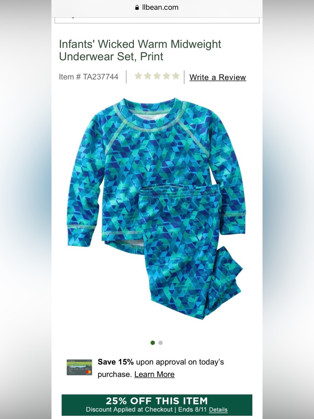 L.L. Bean Wicked Warm Long Johns - 3T
